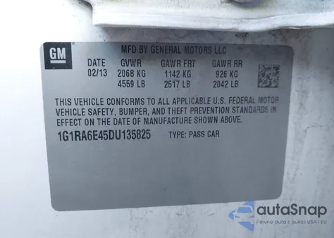 2013 Chevrolet Volt from USA, damaged, VIN 1G1RA6E45DU135825
